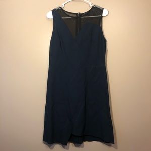 Topshop Sleeveless Navy with Black Mesh Dress